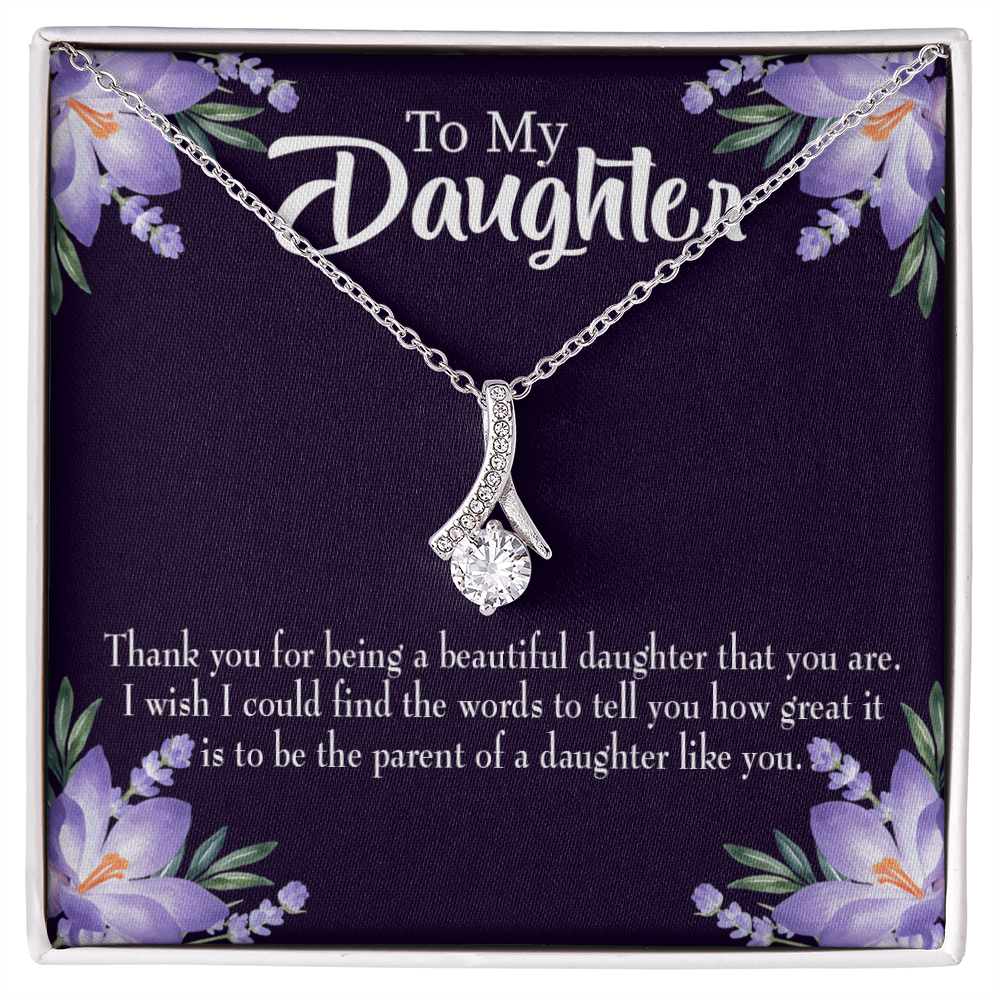 To My Daughter Great Daughter to Parent Alluring Ribbon Necklace Message Card-Express Your Love Gifts