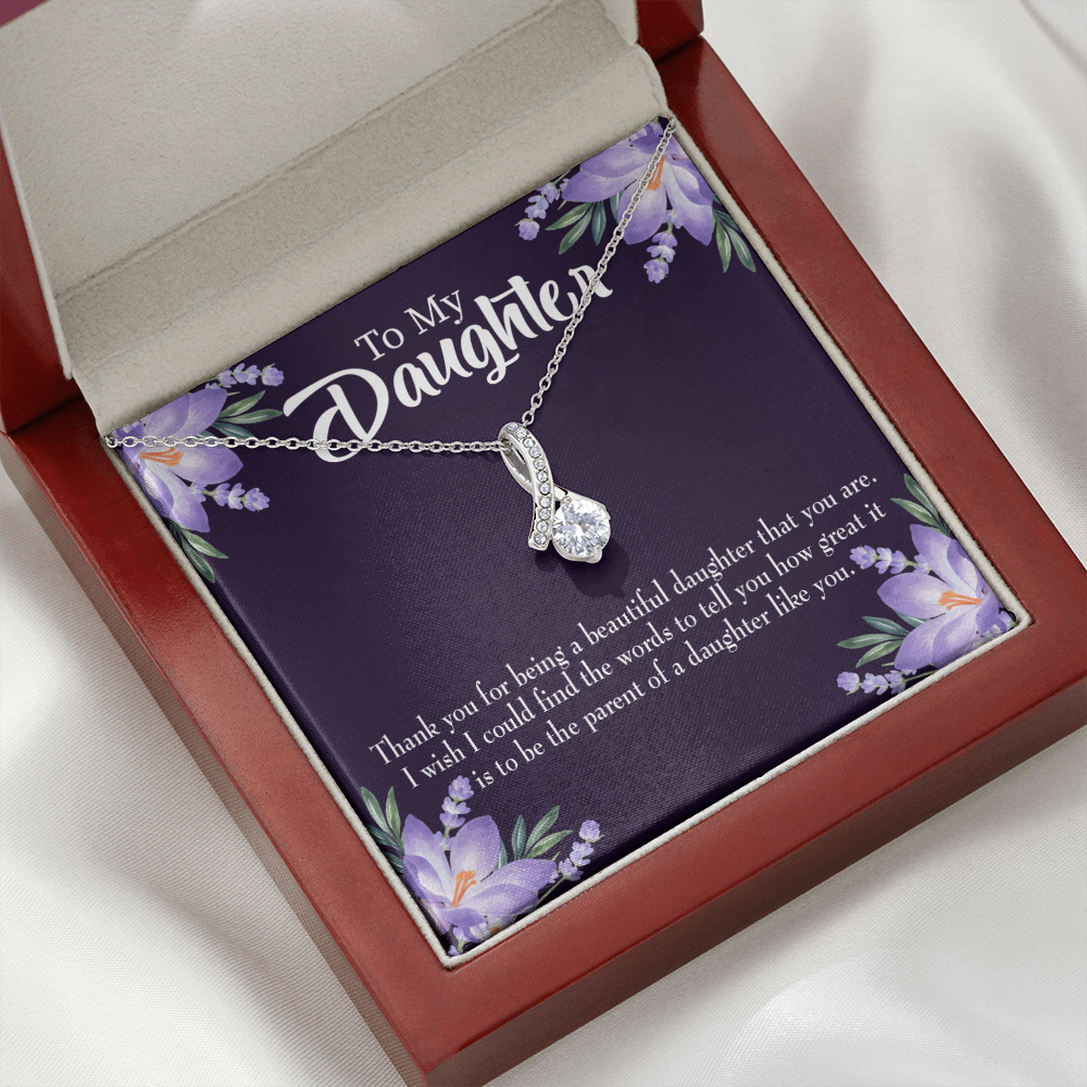 To My Daughter Great Daughter to Parent Alluring Ribbon Necklace Message Card-Express Your Love Gifts