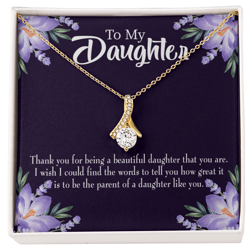 To My Daughter Great Daughter to Parent Alluring Ribbon Necklace Message Card-Express Your Love Gifts