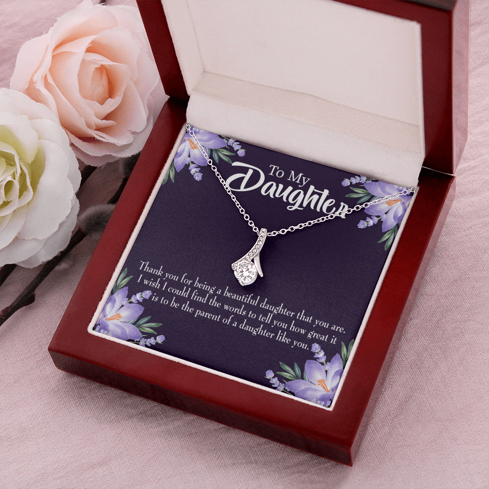 To My Daughter Great Daughter to Parent Alluring Ribbon Necklace Message Card-Express Your Love Gifts