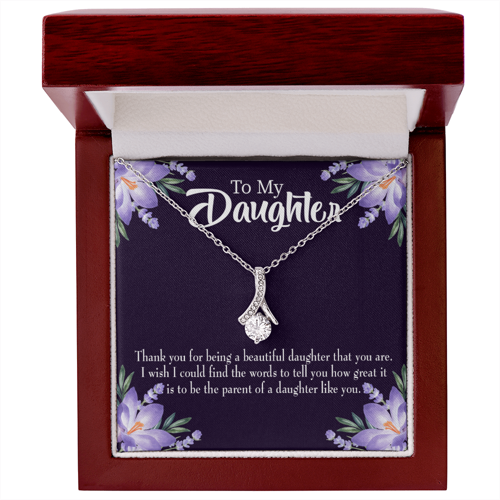 To My Daughter Great Daughter to Parent Alluring Ribbon Necklace Message Card-Express Your Love Gifts