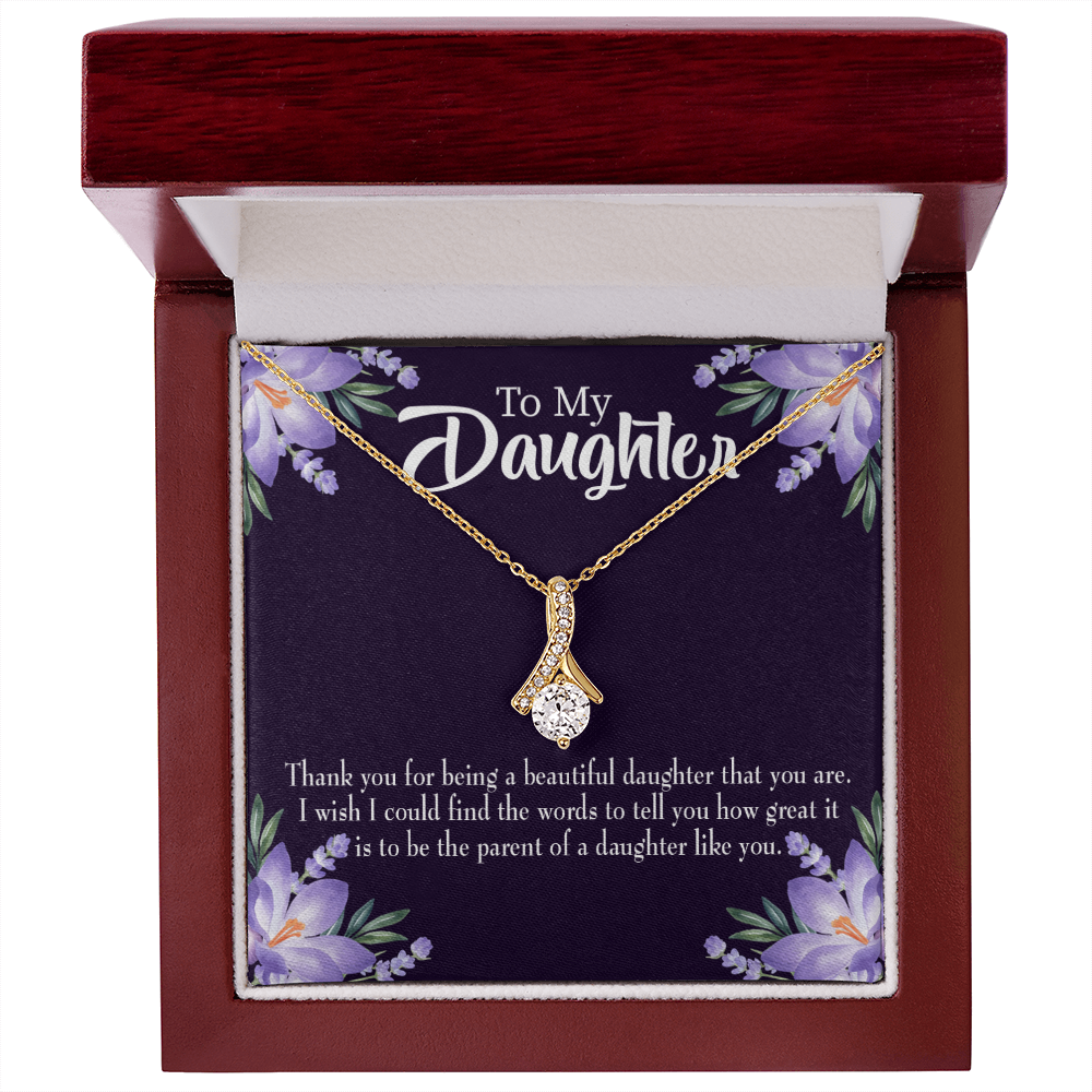 To My Daughter Great Daughter to Parent Alluring Ribbon Necklace Message Card-Express Your Love Gifts