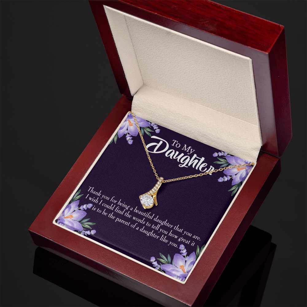 To My Daughter Great Daughter to Parent Alluring Ribbon Necklace Message Card-Express Your Love Gifts