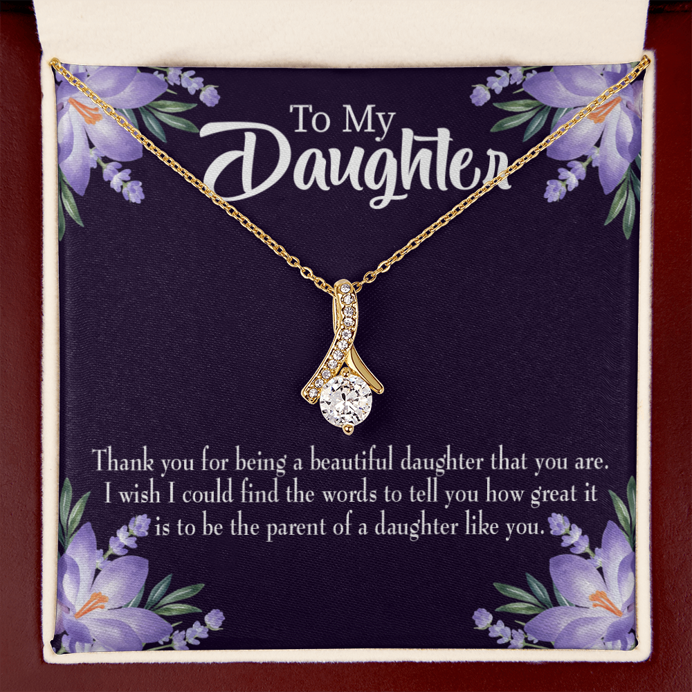 To My Daughter Great Daughter to Parent Alluring Ribbon Necklace Message Card-Express Your Love Gifts