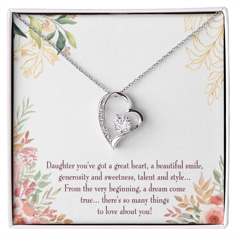 To My Daughter Great Heart Forever Necklace w Message Card-Express Your Love Gifts