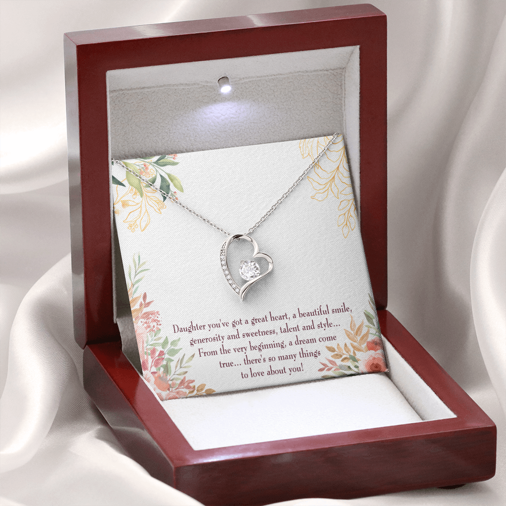 To My Daughter Great Heart Forever Necklace w Message Card-Express Your Love Gifts