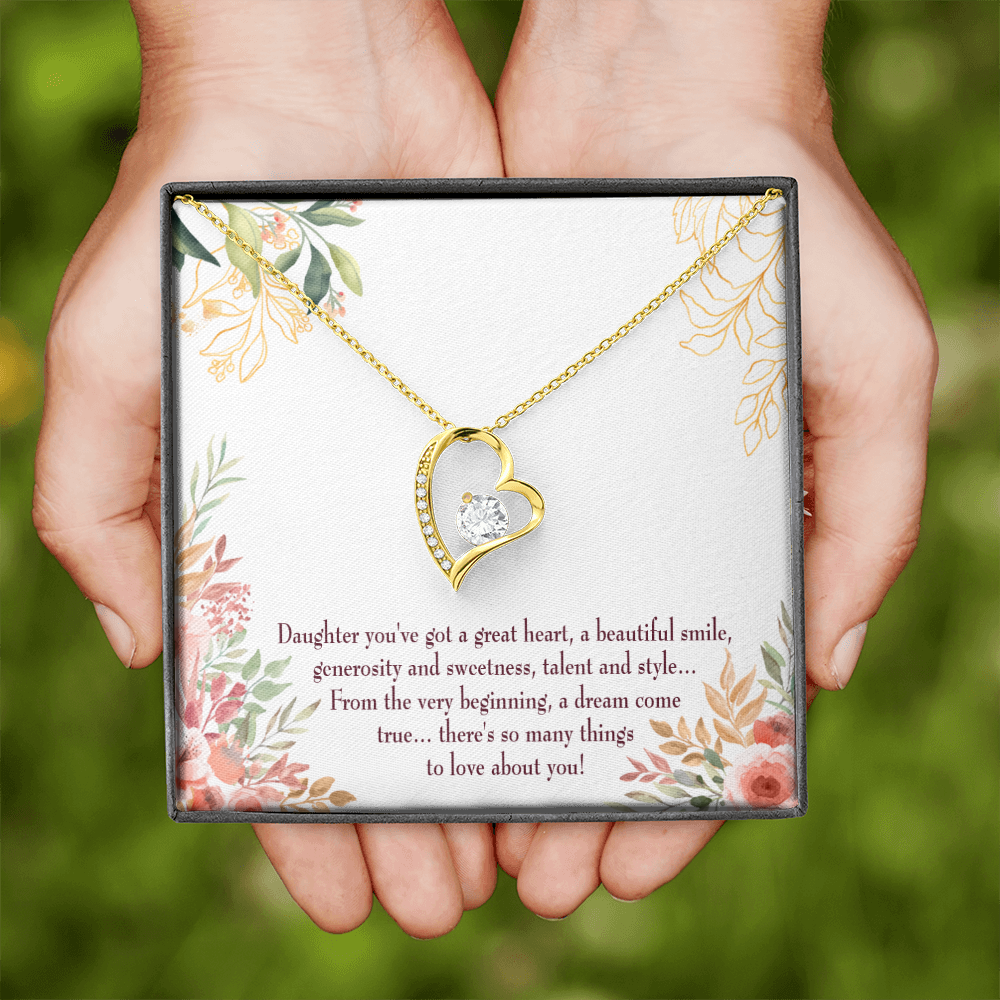 To My Daughter Great Heart Forever Necklace w Message Card-Express Your Love Gifts