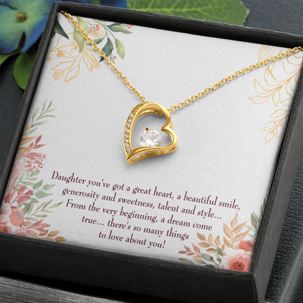 To My Daughter Great Heart Forever Necklace w Message Card-Express Your Love Gifts