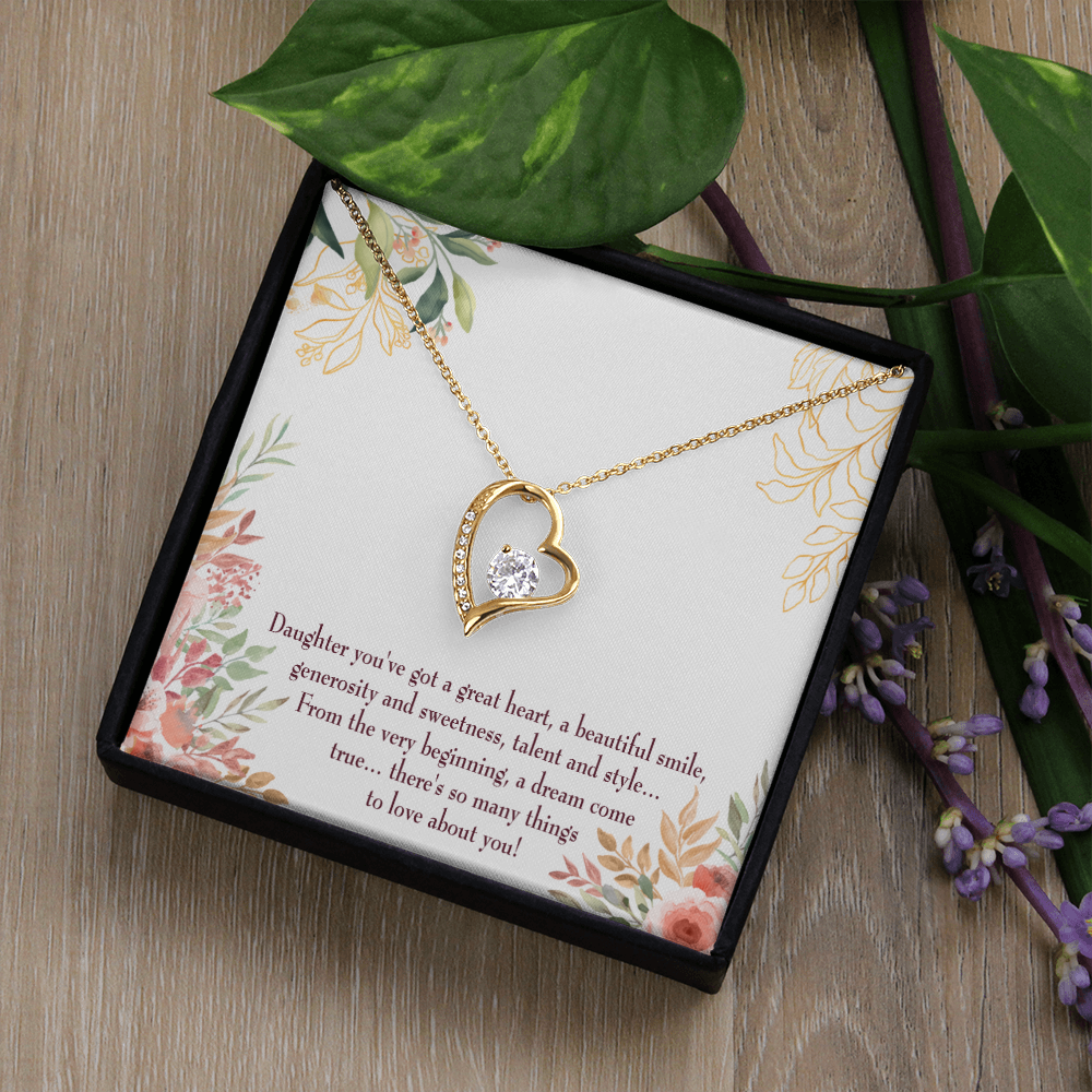 To My Daughter Great Heart Forever Necklace w Message Card-Express Your Love Gifts