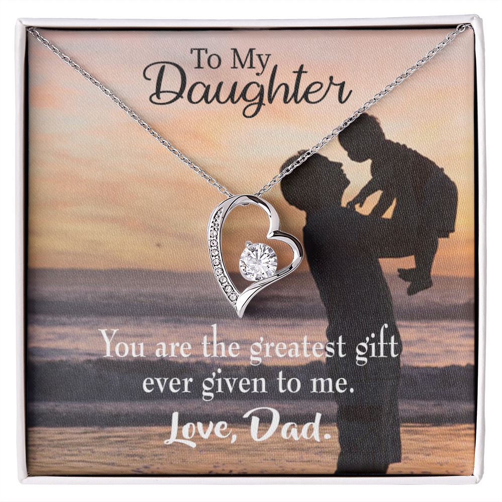 To My Daughter Greatest Daughter to Dad Forever Necklace w Message Card-Express Your Love Gifts