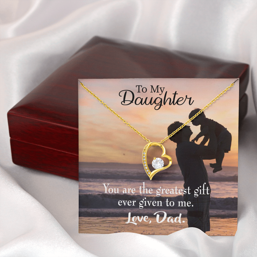 To My Daughter Greatest Daughter to Dad Forever Necklace w Message Card-Express Your Love Gifts