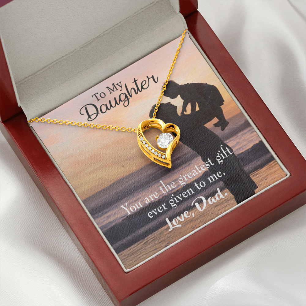 To My Daughter Greatest Daughter to Dad Forever Necklace w Message Card-Express Your Love Gifts