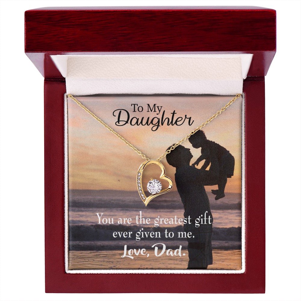 To My Daughter Greatest Daughter to Dad Forever Necklace w Message Card-Express Your Love Gifts
