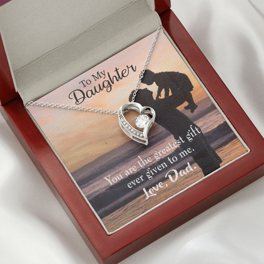 To My Daughter Greatest Daughter to Dad Forever Necklace w Message Card-Express Your Love Gifts