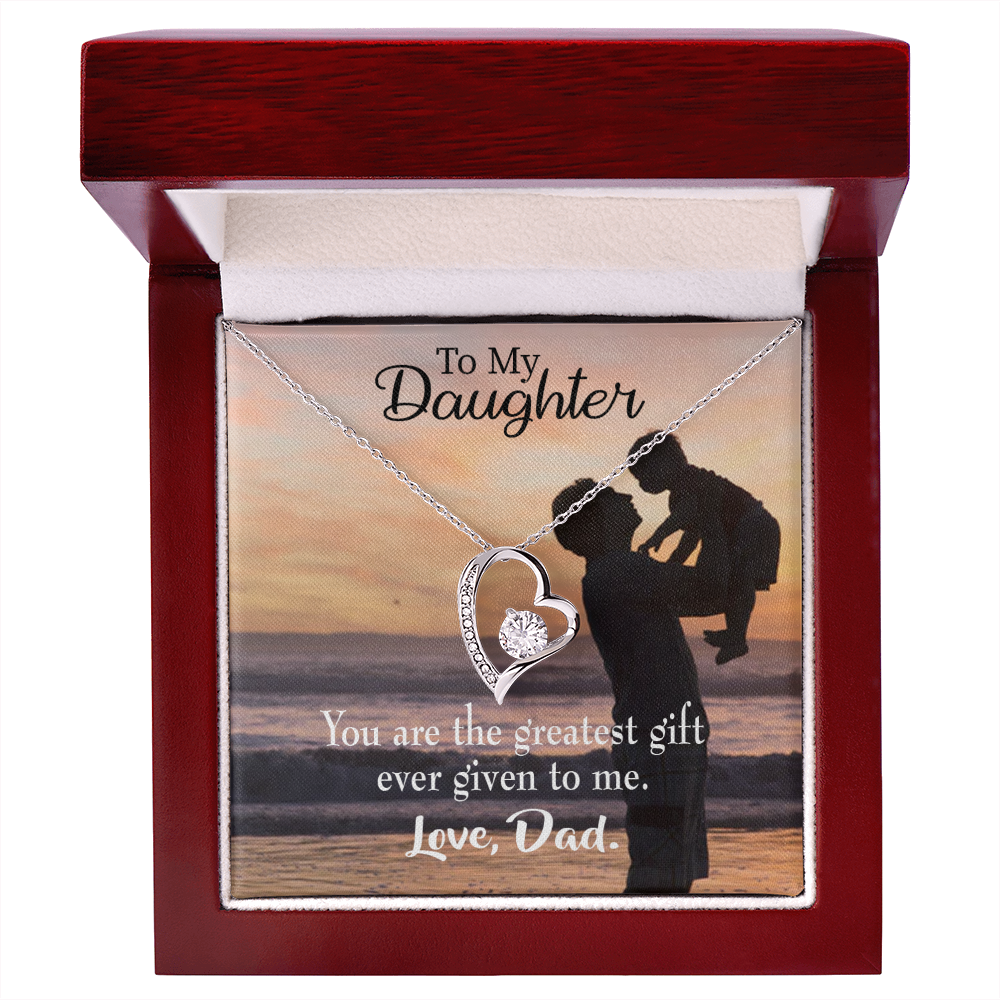 To My Daughter Greatest Daughter to Dad Forever Necklace w Message Card-Express Your Love Gifts