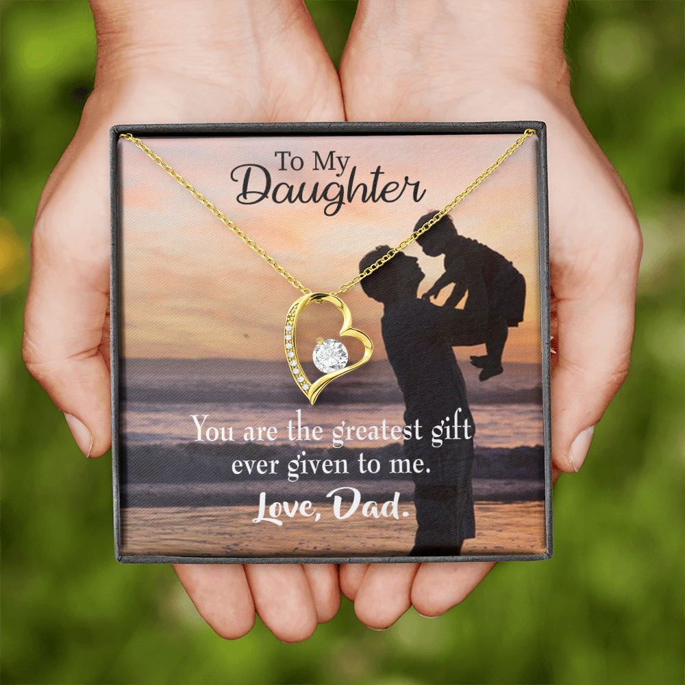 To My Daughter Greatest Daughter to Dad Forever Necklace w Message Card-Express Your Love Gifts