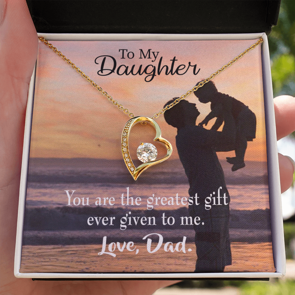To My Daughter Greatest Daughter to Dad Forever Necklace w Message Card-Express Your Love Gifts