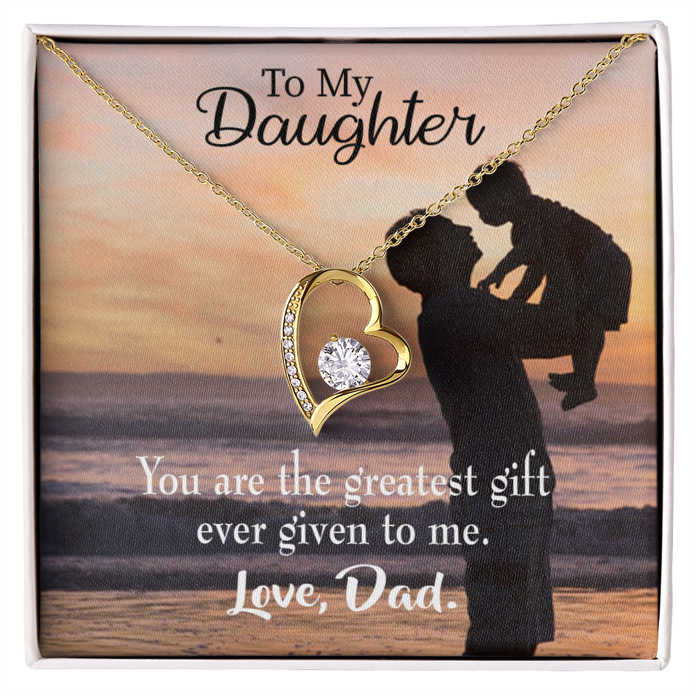To My Daughter Greatest Daughter to Dad Forever Necklace w Message Card-Express Your Love Gifts