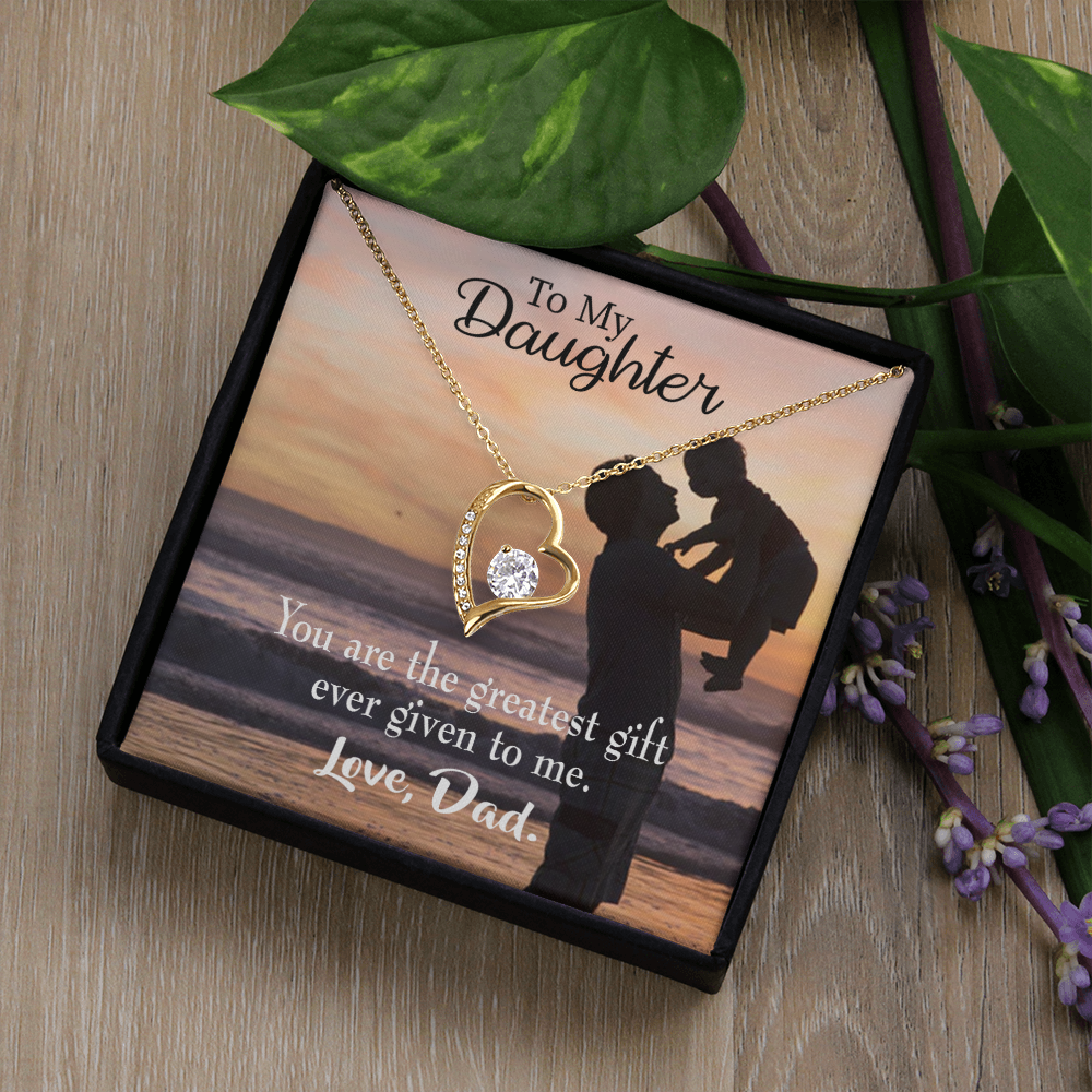 To My Daughter Greatest Daughter to Dad Forever Necklace w Message Card-Express Your Love Gifts