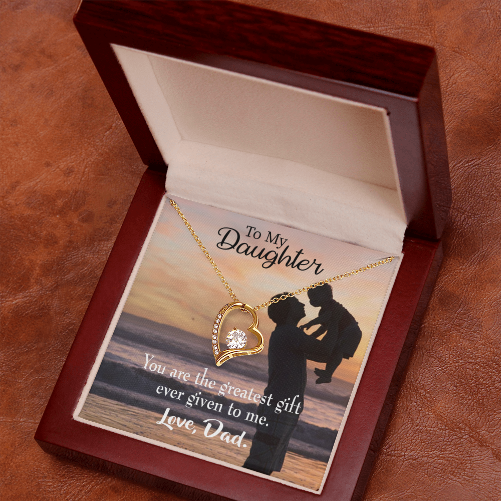To My Daughter Greatest Daughter to Dad Forever Necklace w Message Card-Express Your Love Gifts