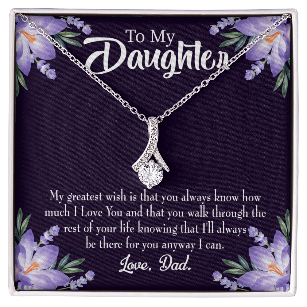 To My Daughter Greatest Wish From Dad Alluring Ribbon Necklace Message Card-Express Your Love Gifts