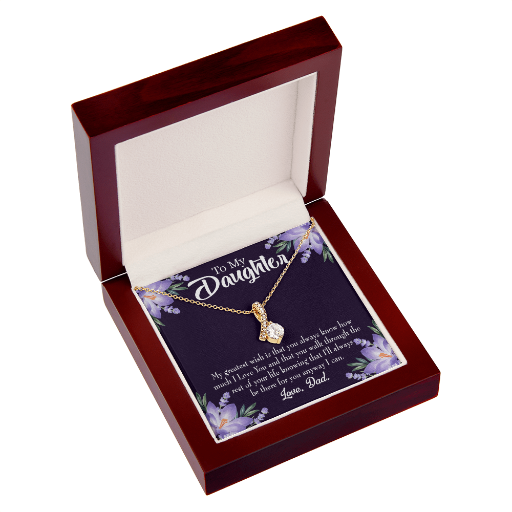 To My Daughter Greatest Wish From Dad Alluring Ribbon Necklace Message Card-Express Your Love Gifts