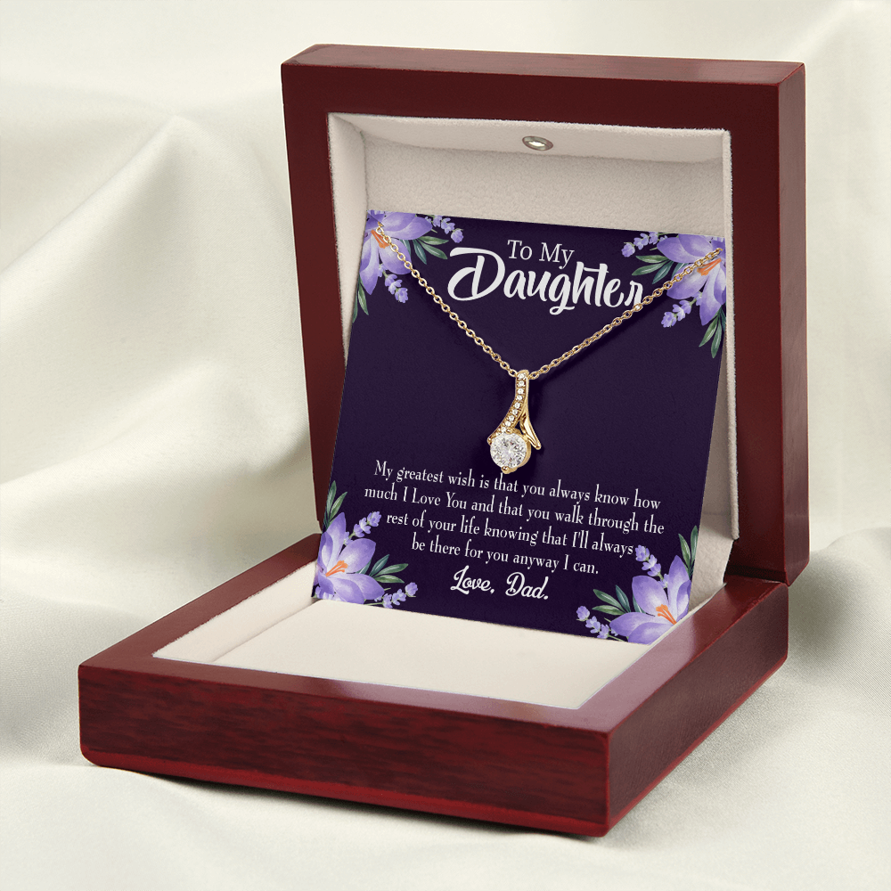 To My Daughter Greatest Wish From Dad Alluring Ribbon Necklace Message Card-Express Your Love Gifts
