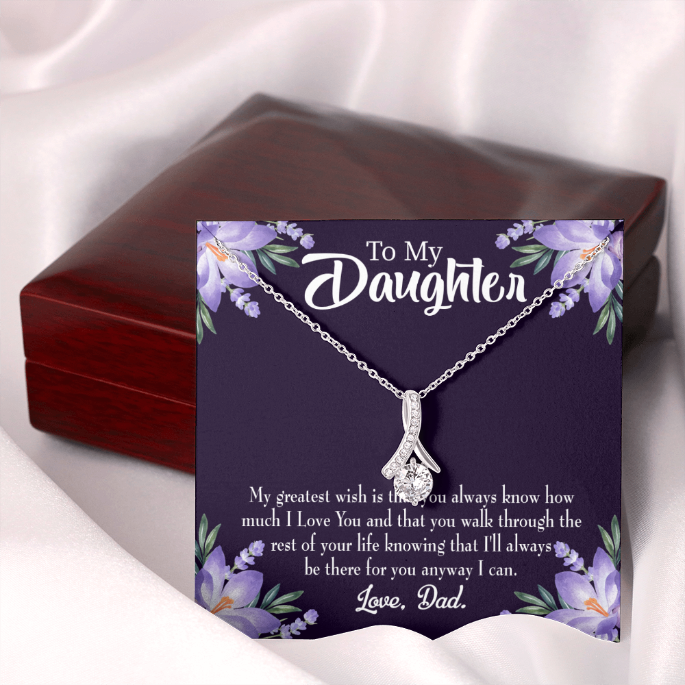 To My Daughter Greatest Wish From Dad Alluring Ribbon Necklace Message Card-Express Your Love Gifts