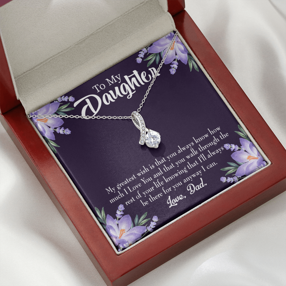 To My Daughter Greatest Wish From Dad Alluring Ribbon Necklace Message Card-Express Your Love Gifts