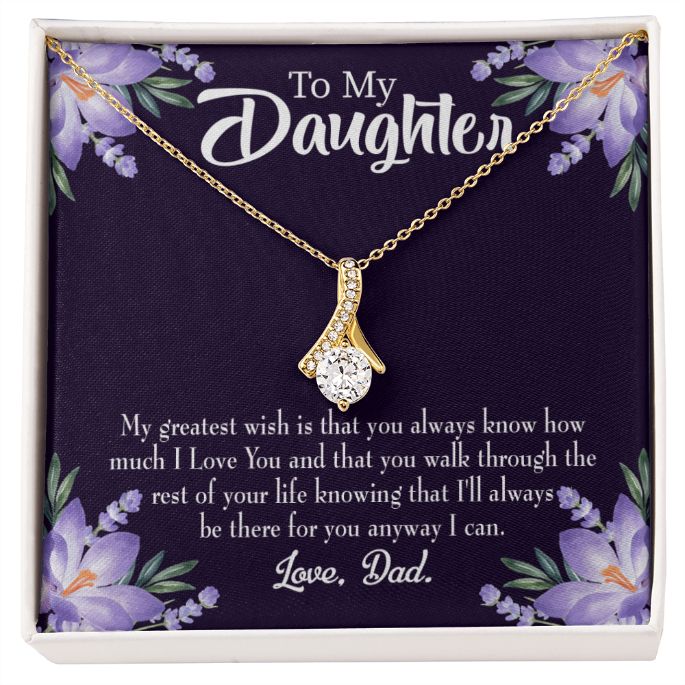 To My Daughter Greatest Wish From Dad Alluring Ribbon Necklace Message Card-Express Your Love Gifts