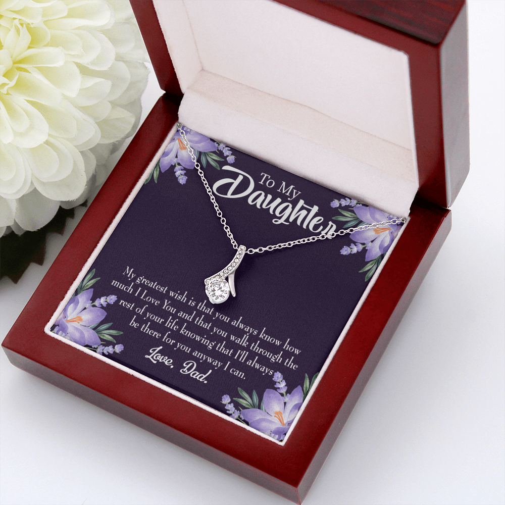 To My Daughter Greatest Wish From Dad Alluring Ribbon Necklace Message Card-Express Your Love Gifts