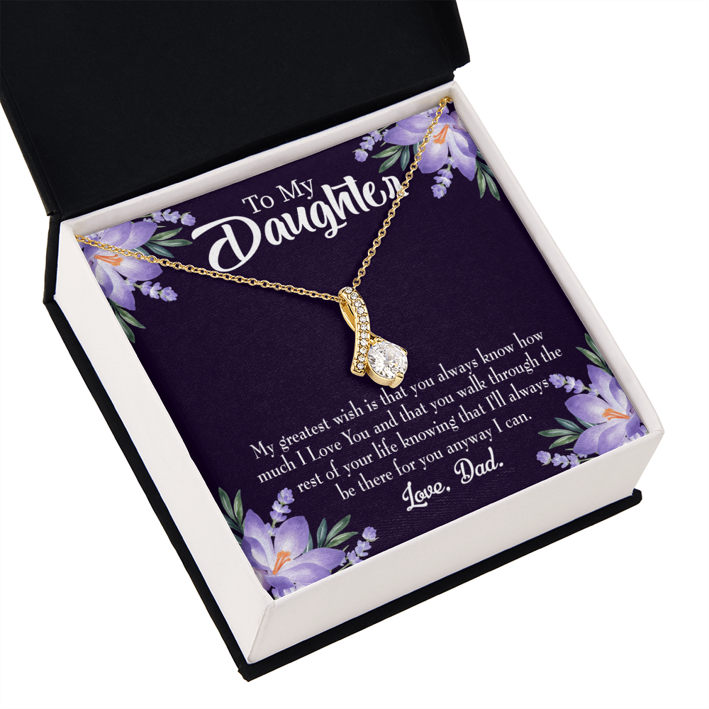To My Daughter Greatest Wish From Dad Alluring Ribbon Necklace Message Card-Express Your Love Gifts