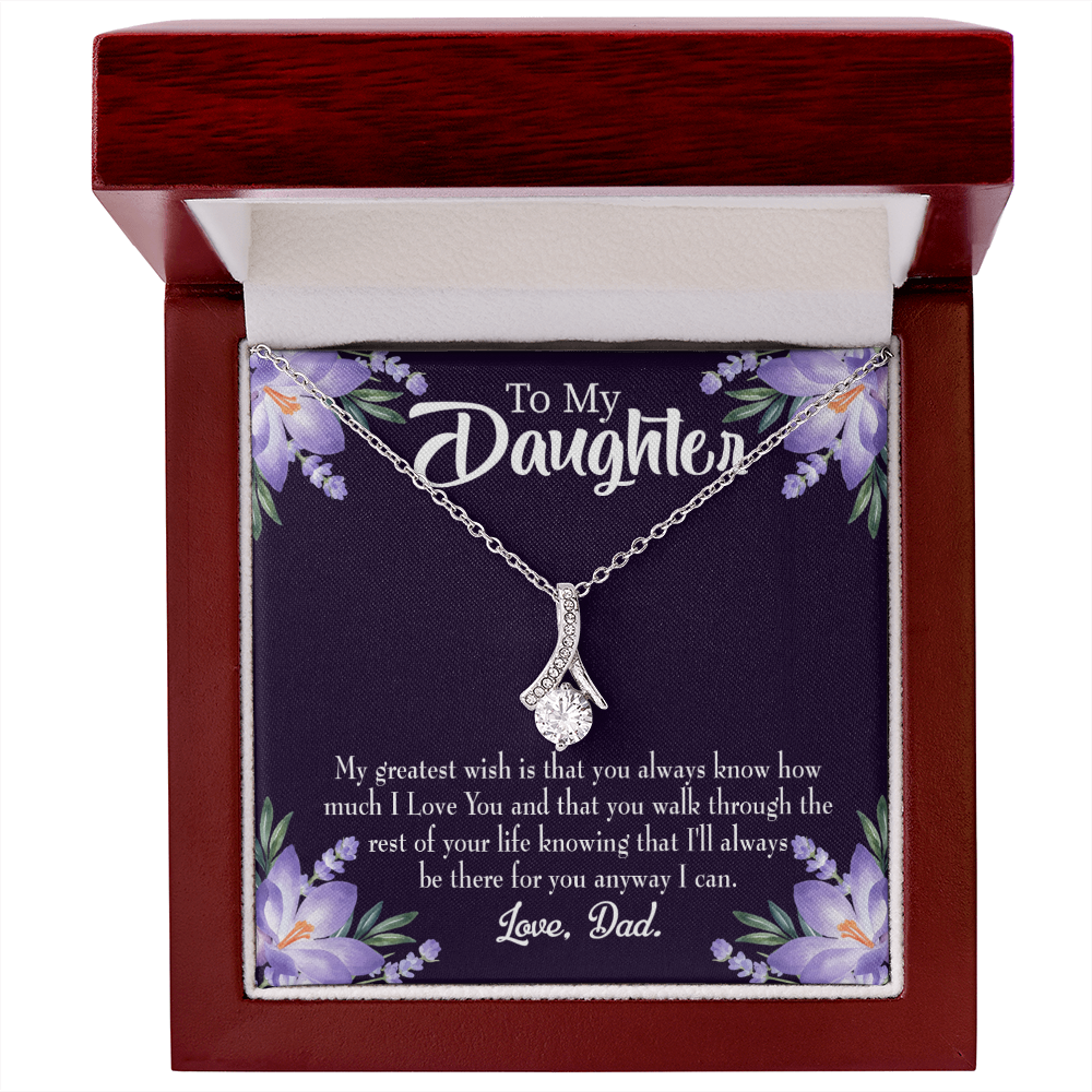 To My Daughter Greatest Wish From Dad Alluring Ribbon Necklace Message Card-Express Your Love Gifts