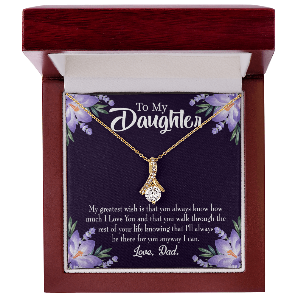 To My Daughter Greatest Wish From Dad Alluring Ribbon Necklace Message Card-Express Your Love Gifts