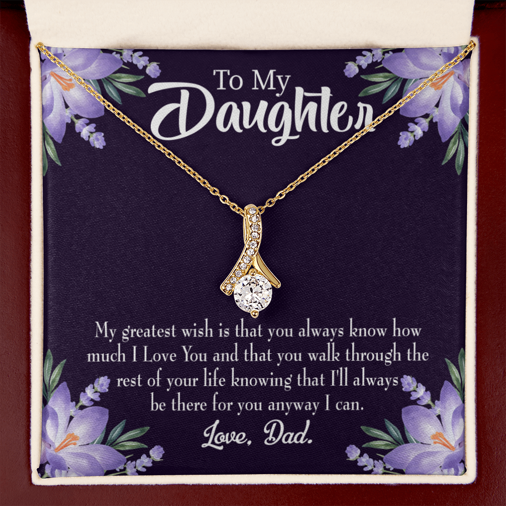 To My Daughter Greatest Wish From Dad Alluring Ribbon Necklace Message Card-Express Your Love Gifts