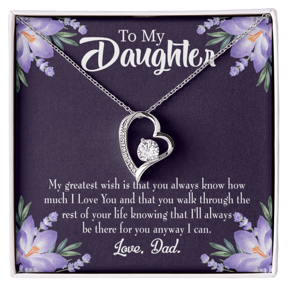 To My Daughter Greatest Wish From Dad Forever Necklace w Message Card-Express Your Love Gifts