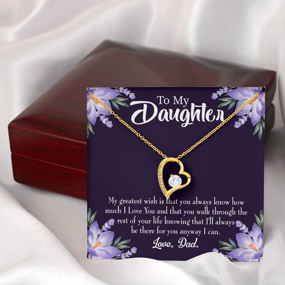 To My Daughter Greatest Wish From Dad Forever Necklace w Message Card-Express Your Love Gifts
