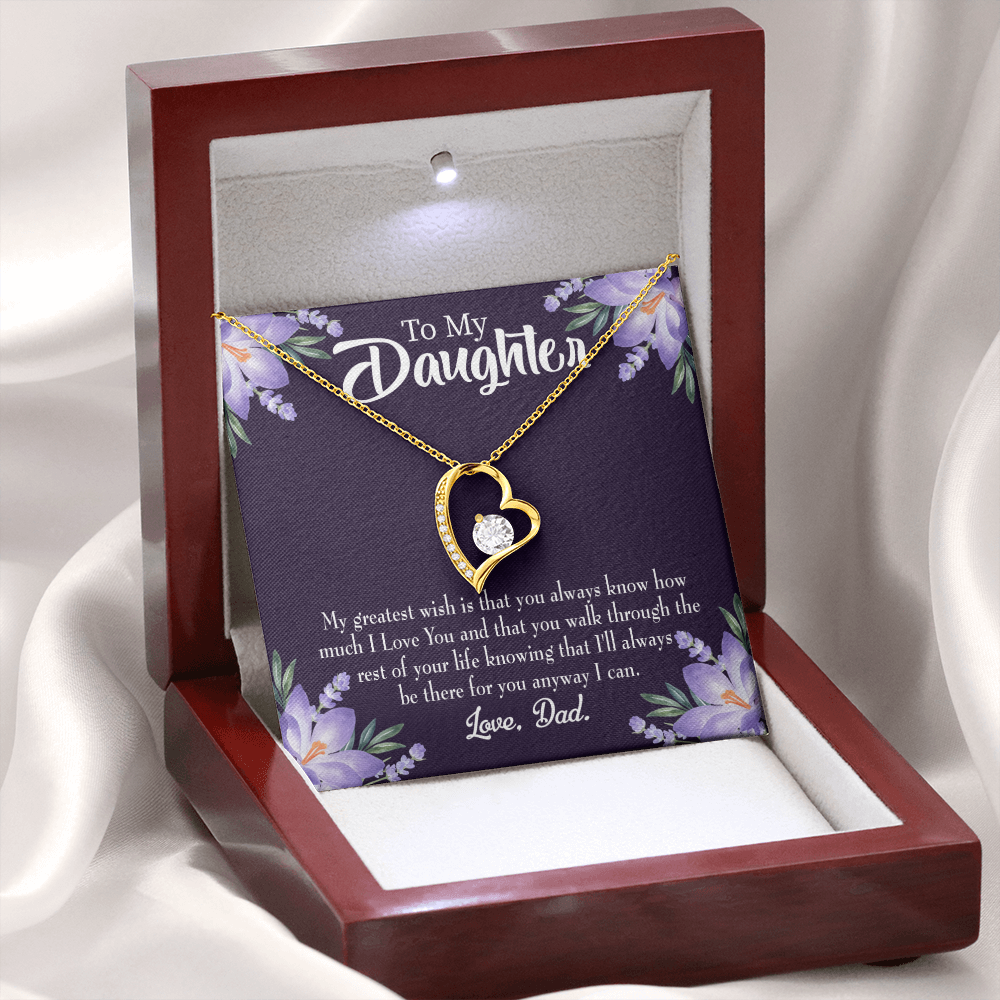 To My Daughter Greatest Wish From Dad Forever Necklace w Message Card-Express Your Love Gifts