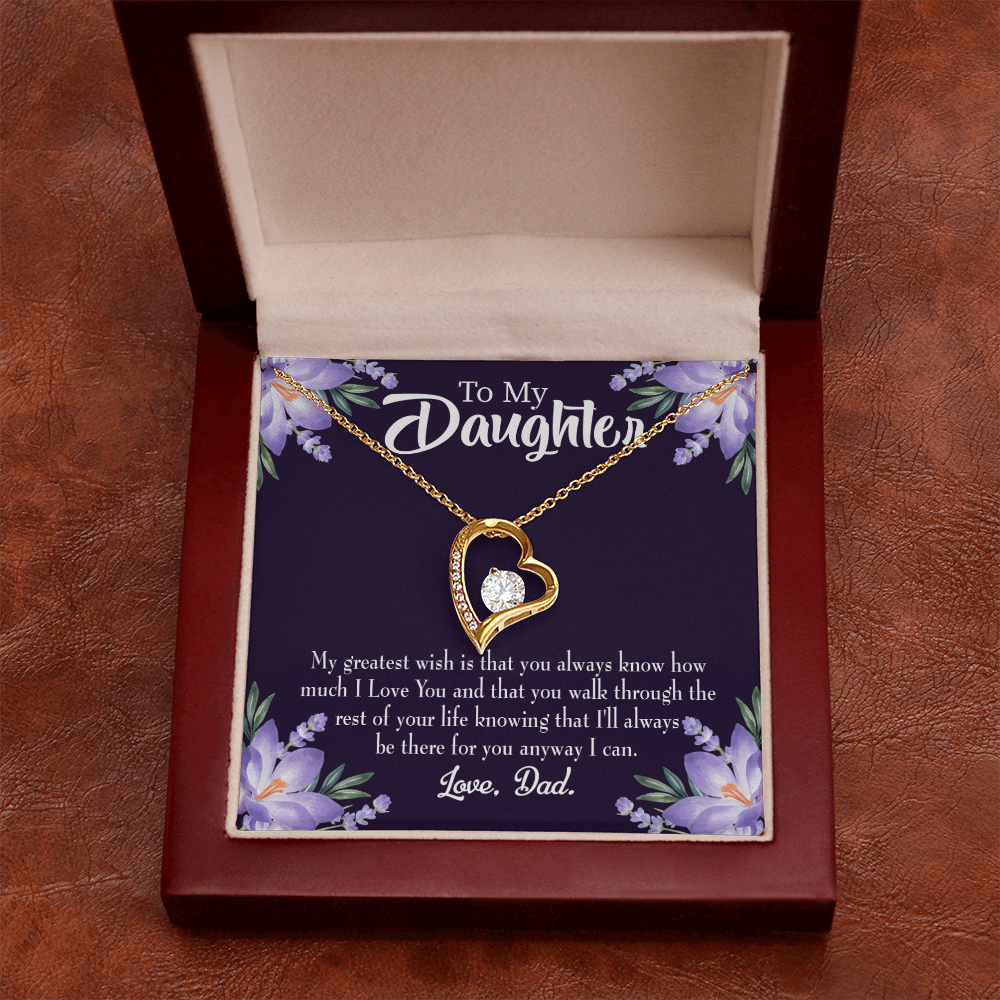 To My Daughter Greatest Wish From Dad Forever Necklace w Message Card-Express Your Love Gifts