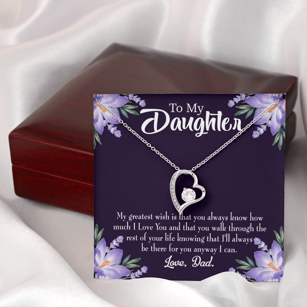 To My Daughter Greatest Wish From Dad Forever Necklace w Message Card-Express Your Love Gifts