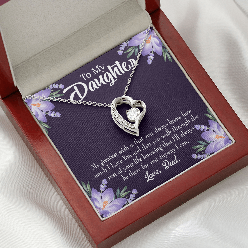 To My Daughter Greatest Wish From Dad Forever Necklace w Message Card-Express Your Love Gifts