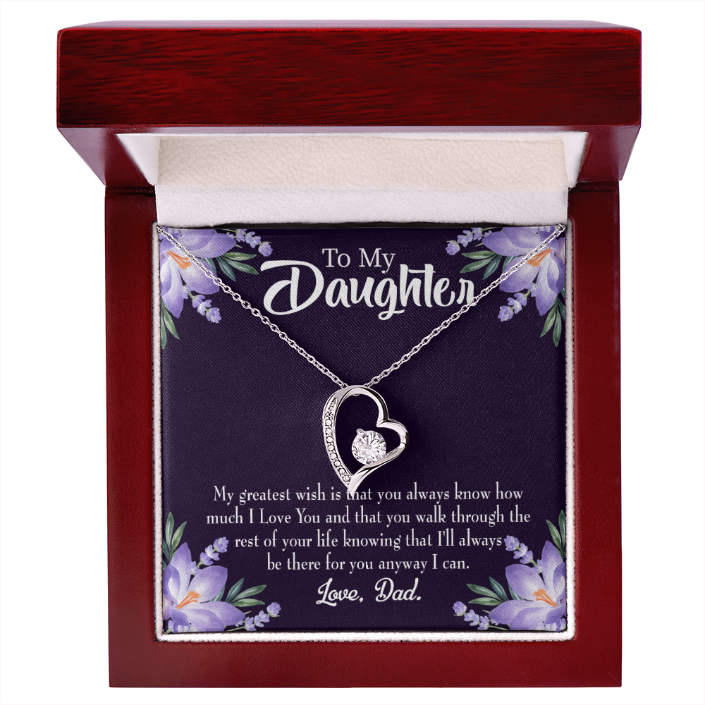To My Daughter Greatest Wish From Dad Forever Necklace w Message Card-Express Your Love Gifts