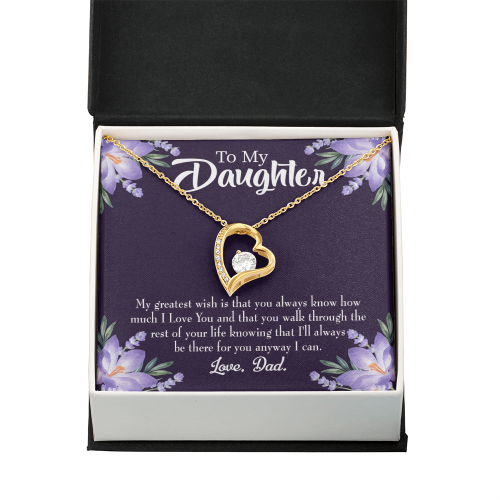 To My Daughter Greatest Wish From Dad Forever Necklace w Message Card-Express Your Love Gifts