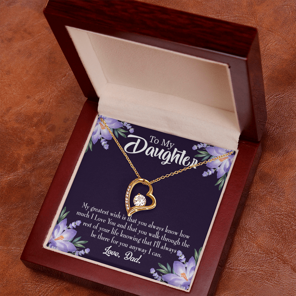 To My Daughter Greatest Wish From Dad Forever Necklace w Message Card-Express Your Love Gifts