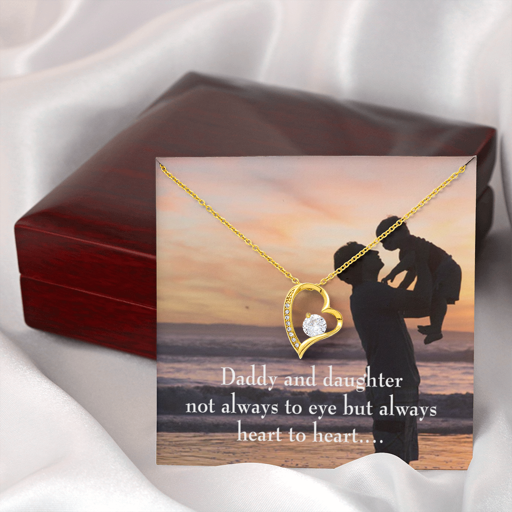 To My Daughter Heart to Heart From Dad Forever Necklace w Message Card-Express Your Love Gifts