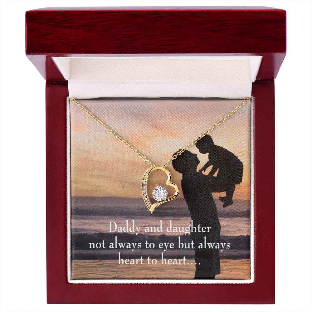 To My Daughter Heart to Heart From Dad Forever Necklace w Message Card-Express Your Love Gifts