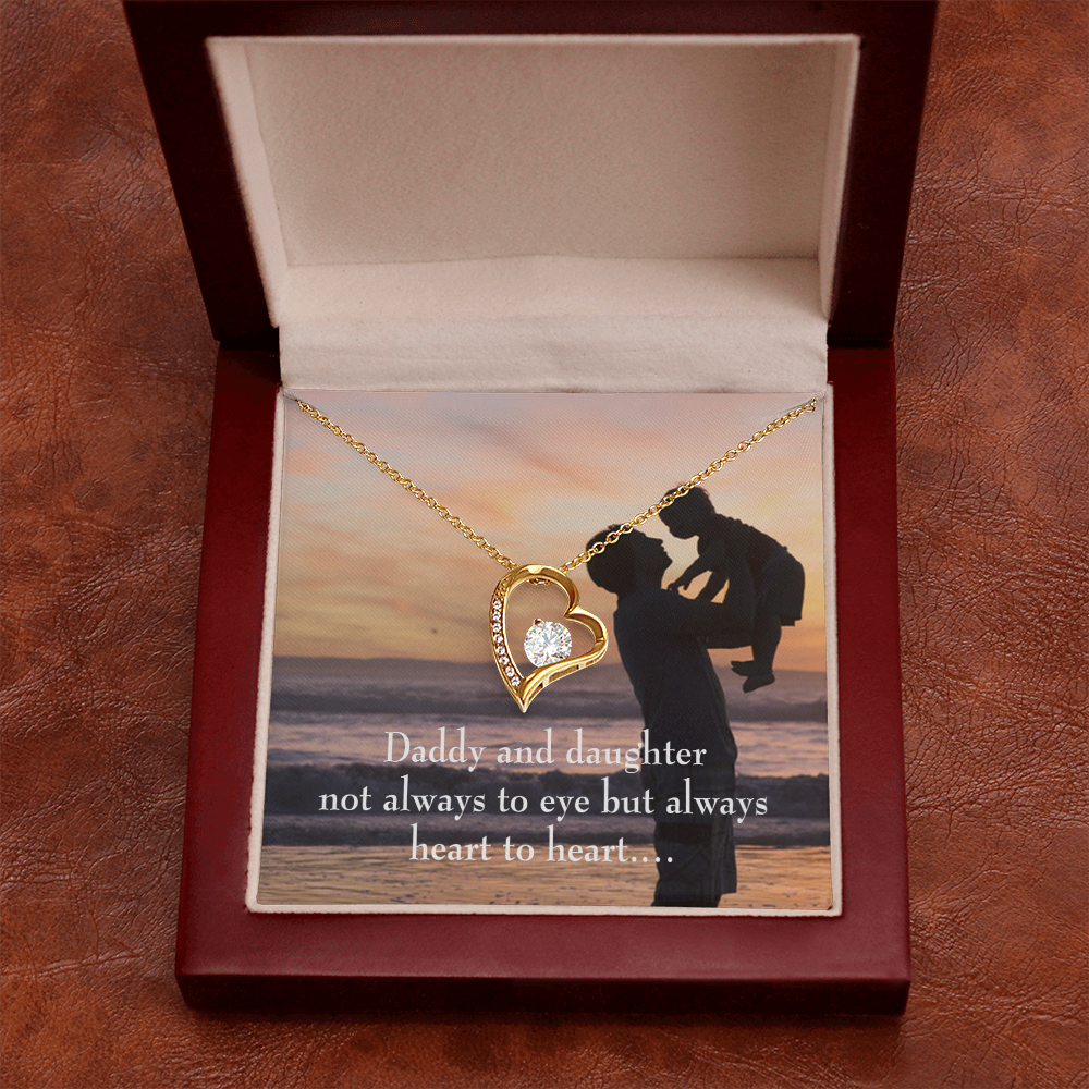 To My Daughter Heart to Heart From Dad Forever Necklace w Message Card-Express Your Love Gifts