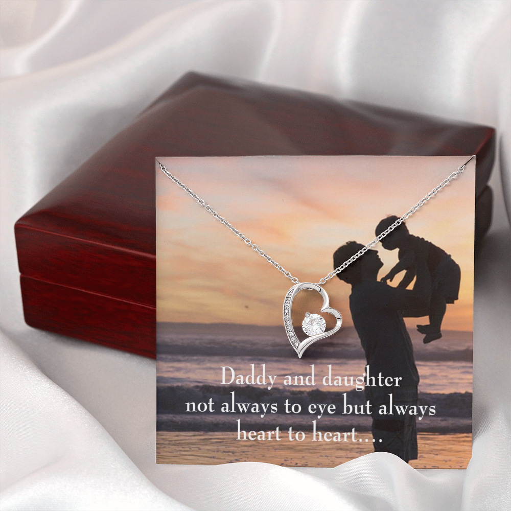 To My Daughter Heart to Heart From Dad Forever Necklace w Message Card-Express Your Love Gifts