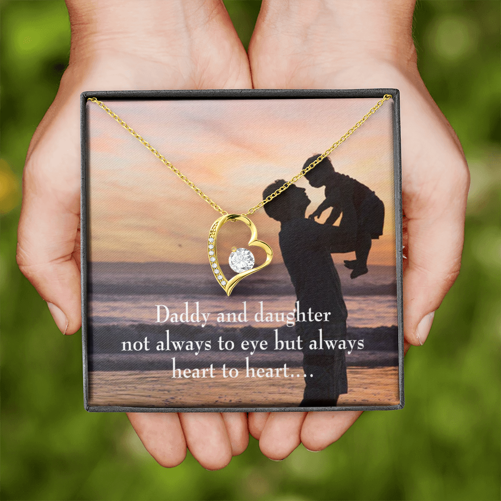 To My Daughter Heart to Heart From Dad Forever Necklace w Message Card-Express Your Love Gifts