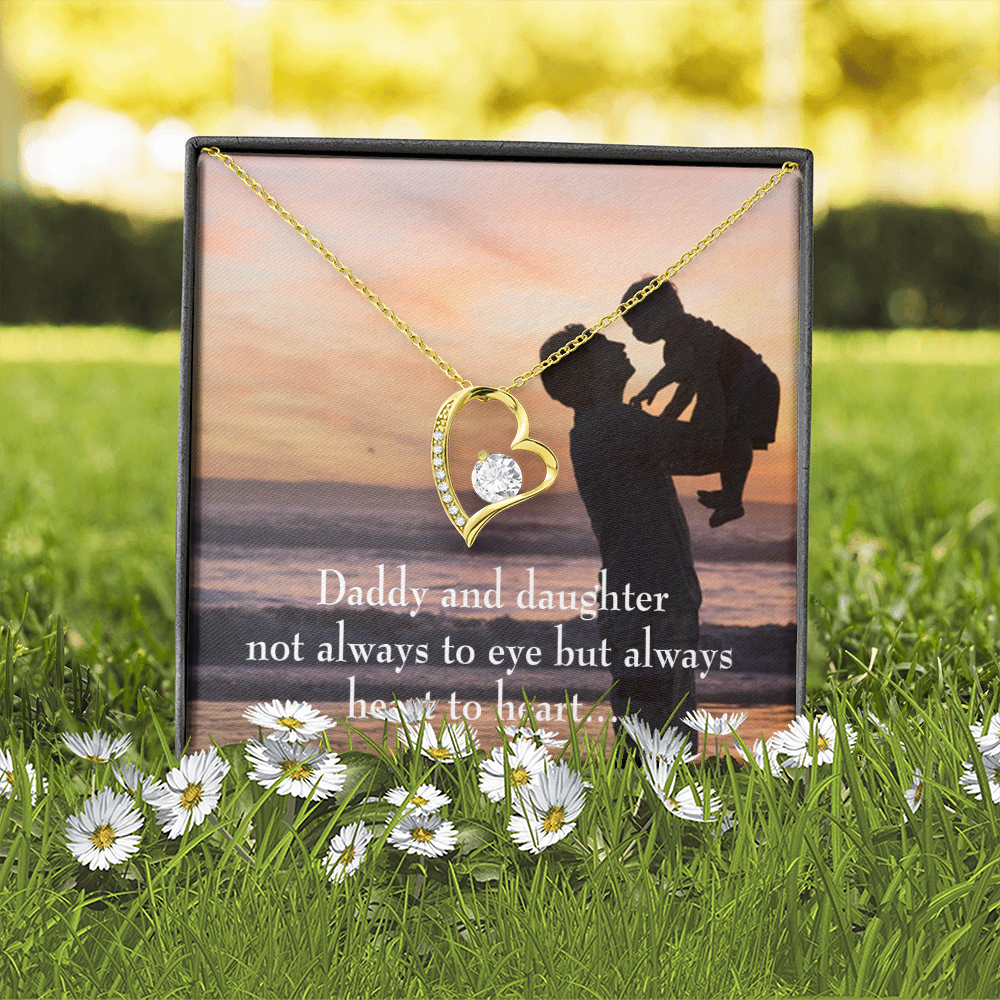 To My Daughter Heart to Heart From Dad Forever Necklace w Message Card-Express Your Love Gifts